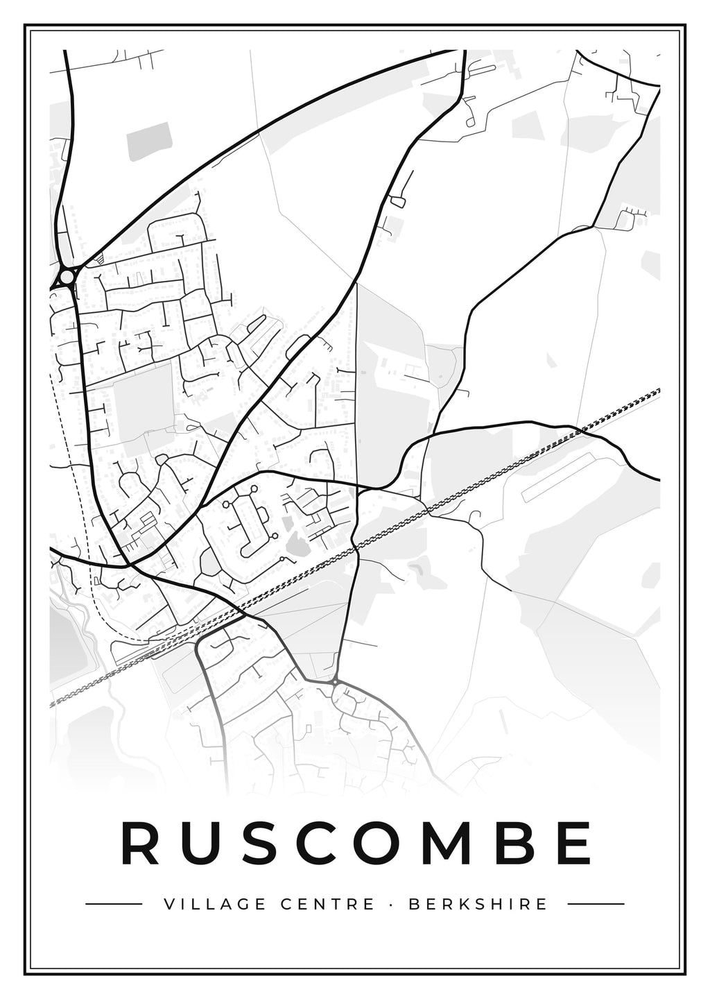 Street map poster of Ruscombe village centre, Berkshire