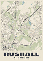 Street map poster of Rushall, West Midlands