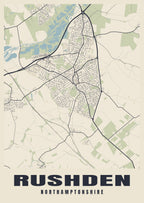 Street map poster of Rushden, Northamptonshire