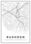 Street map poster of Rushden town centre, Northamptonshire