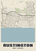 Street map poster of Rustington, West Sussex