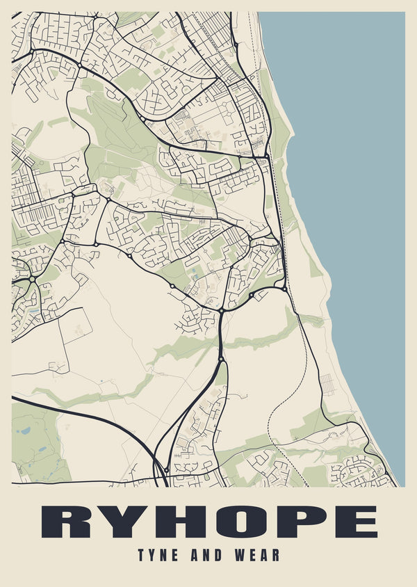 Ryhope Street Map Poster