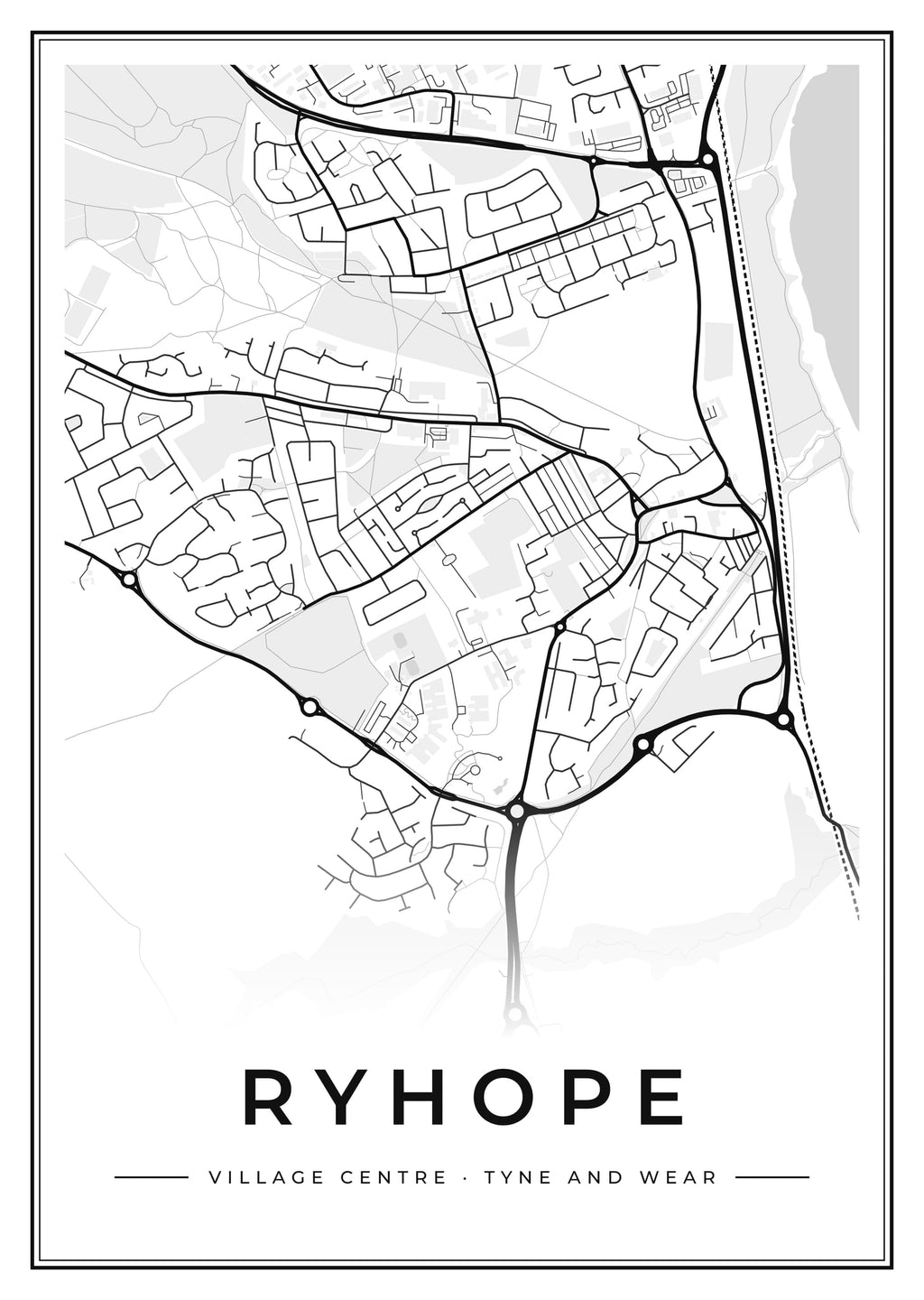 Street map poster of Ryhope village centre, Tyne and Wear