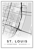 Street map poster of downtown St. Louis, Missouri