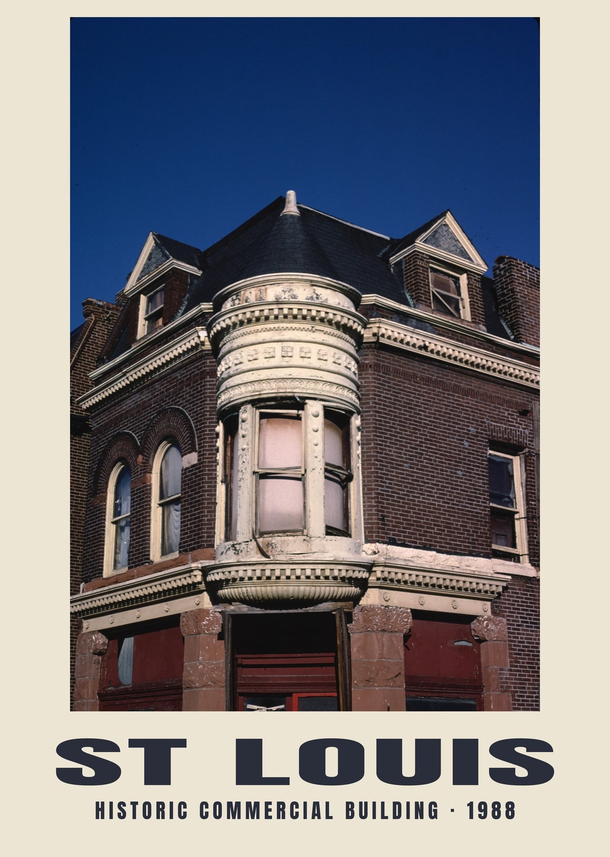 Historic commercial building, St Louis — Historic photograph print, 1988