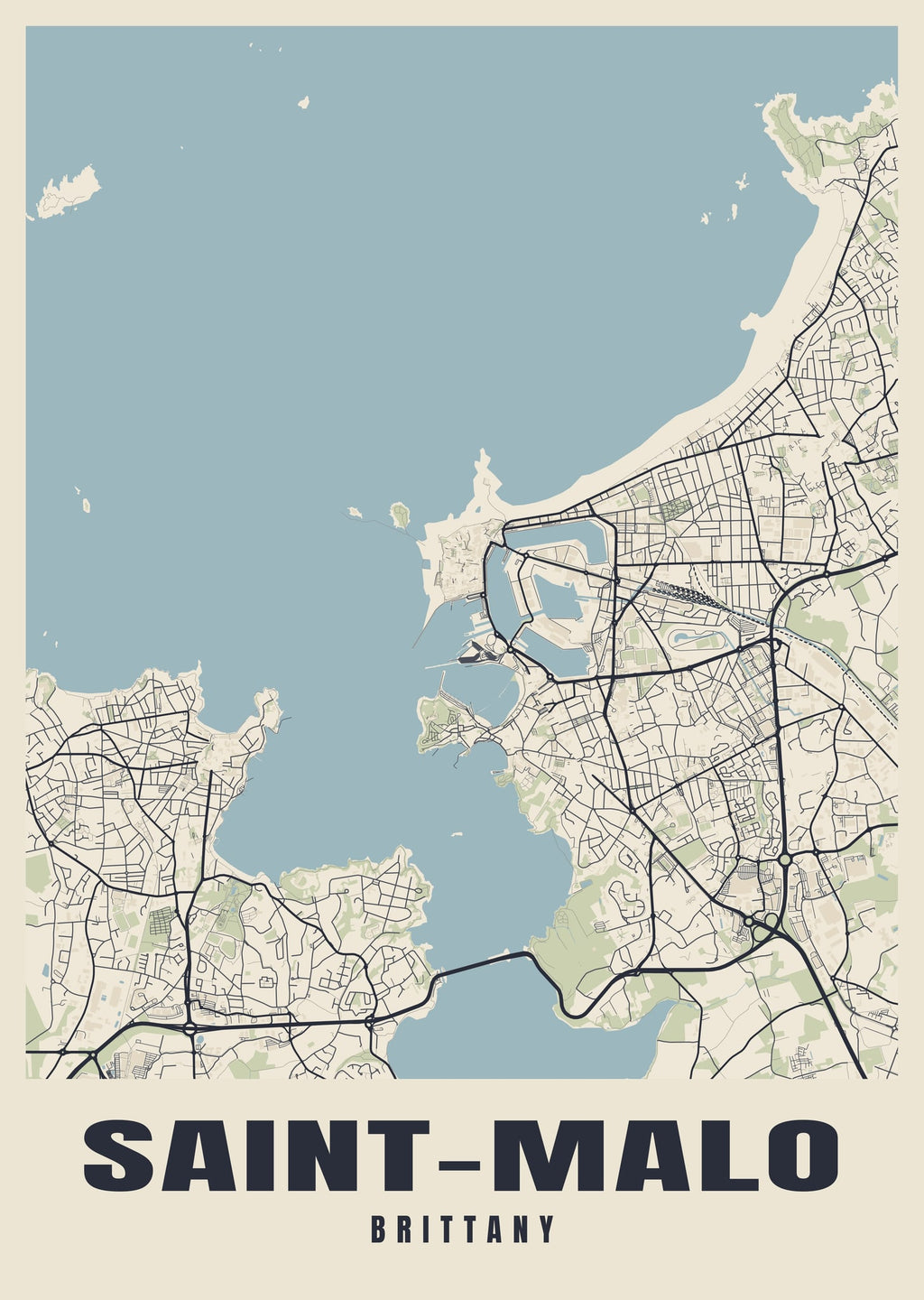 Street map poster of Saint-Malo, Brittany