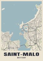 Street map poster of Saint-Malo, Brittany