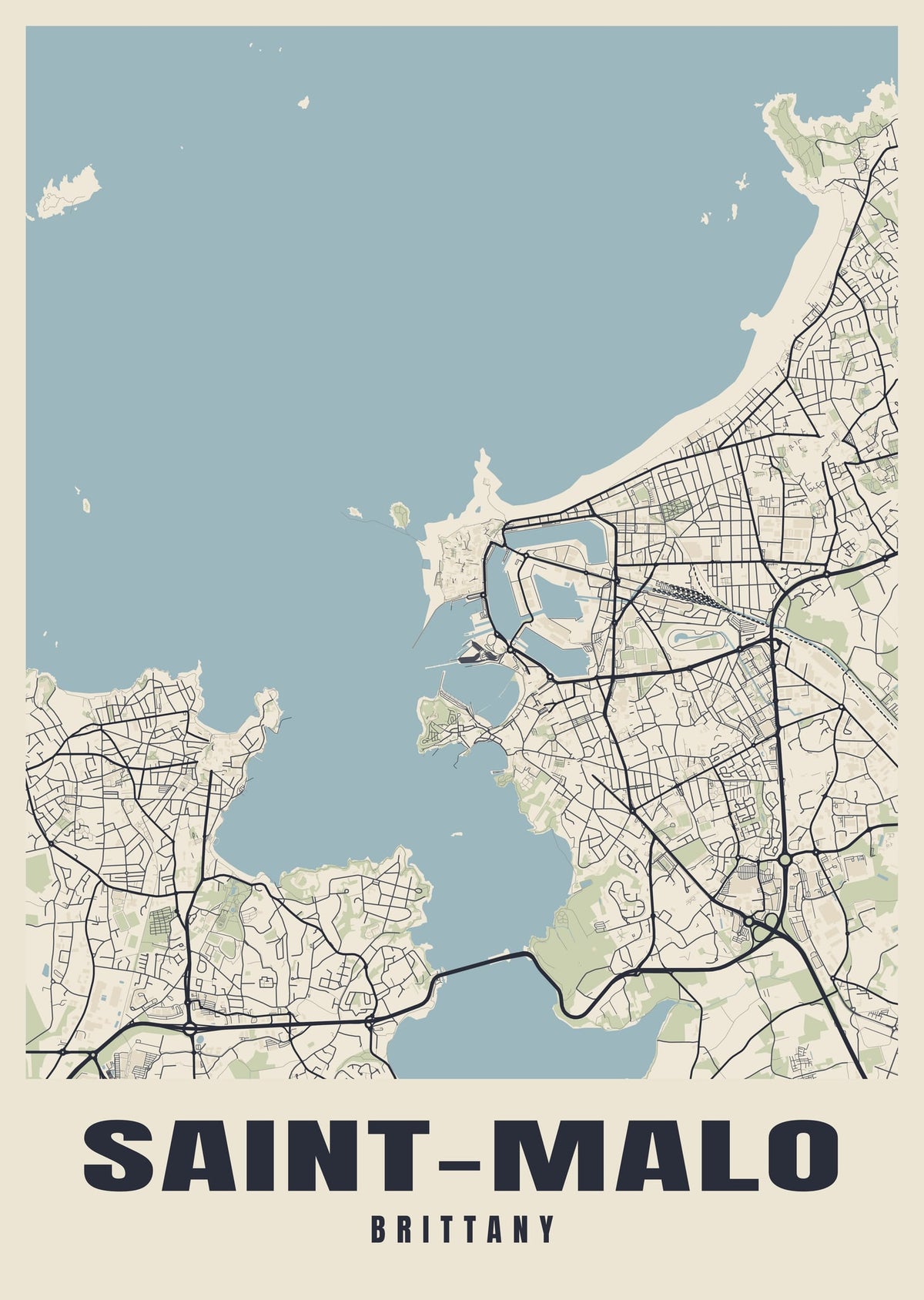 Street map poster of Saint-Malo, Brittany