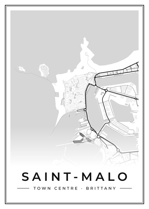 Saint-Malo Town Centre Street Map Poster