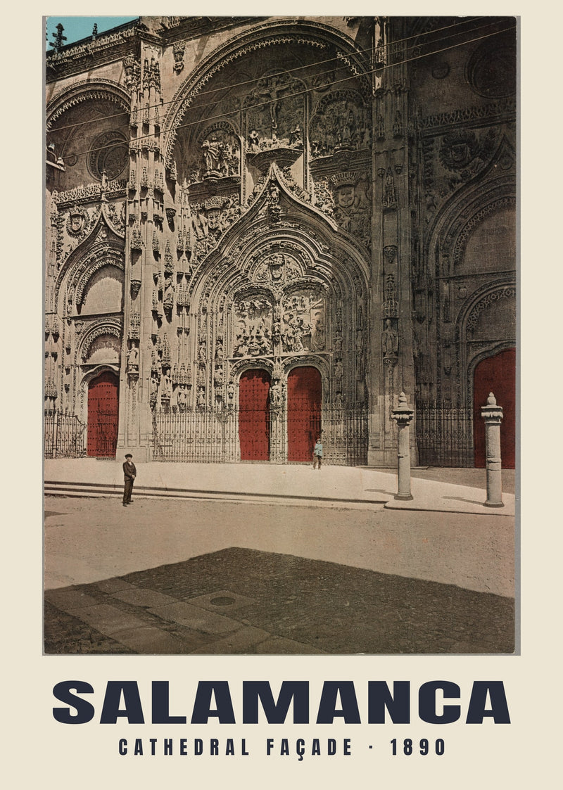 Cathedral Façade, Salamanca — 1890 · Vintage photochrom print