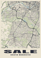 Street map poster of Sale, Greater Manchester