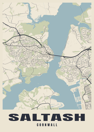 Saltash Street Map Poster