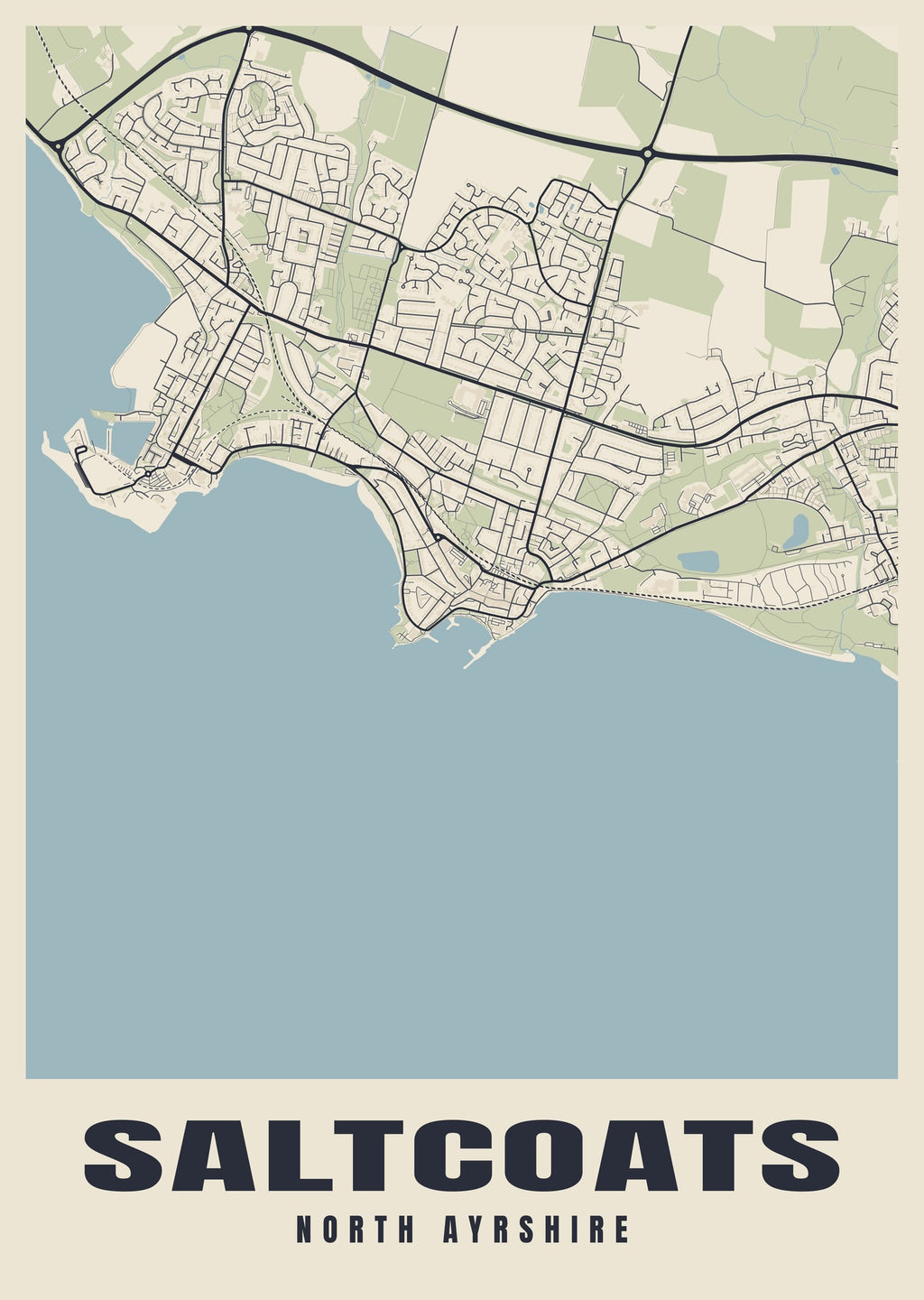 Street map poster of Saltcoats, North Ayrshire