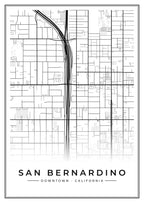 Street map poster of downtown San Bernardino, California