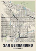 Street map poster of San Bernardino, California