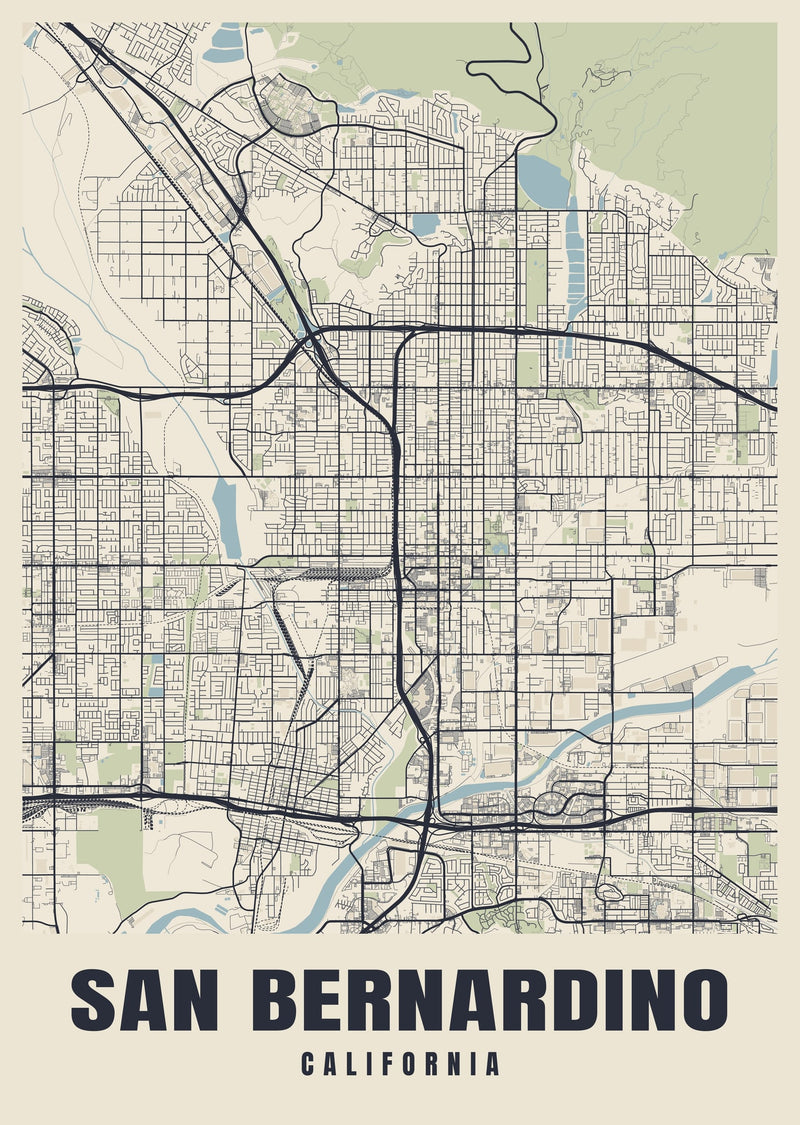 San Bernardino Street Map Poster