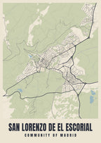 Street map poster of San Lorenzo de El Escorial, Community of Madrid