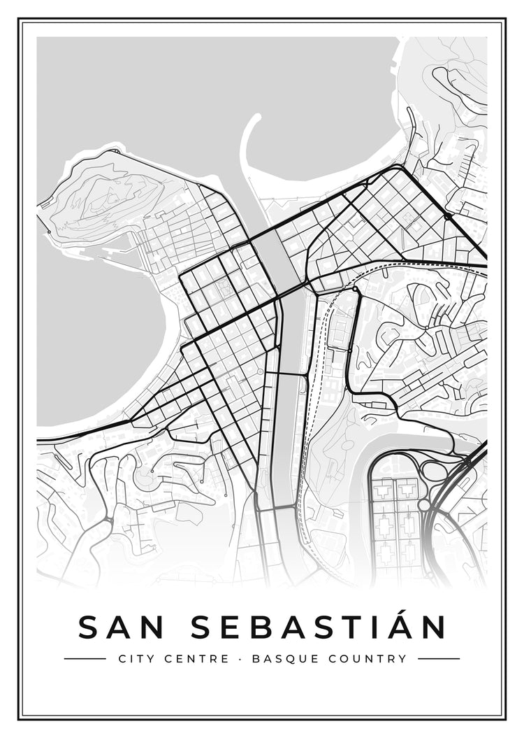 San Sebastián City Centre Street Map Poster