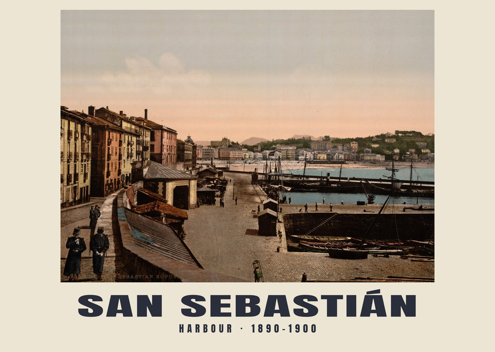 Harbour, San Sebastián — 1890–1900 · Vintage photochrom print