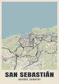 Street map poster of San Sebastián, Basque Country