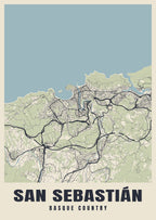 Street map poster of San Sebastián, Basque Country