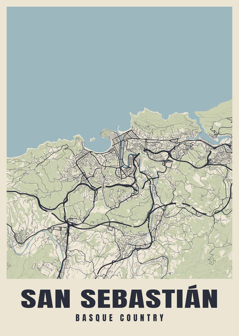 San Sebastián Street Map Poster