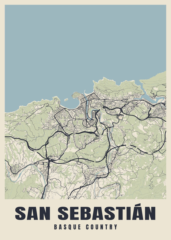 San Sebastián Street Map Poster