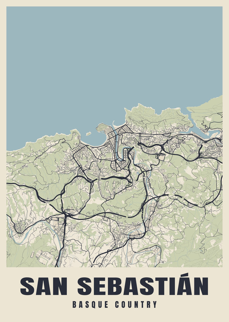 San Sebastián Street Map Poster