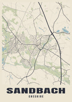 Street map poster of Sandbach, Cheshire