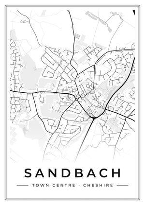 Sandbach Town Centre Street Map Poster