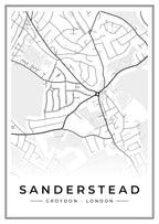 Street map poster of Sanderstead, Croydon, London