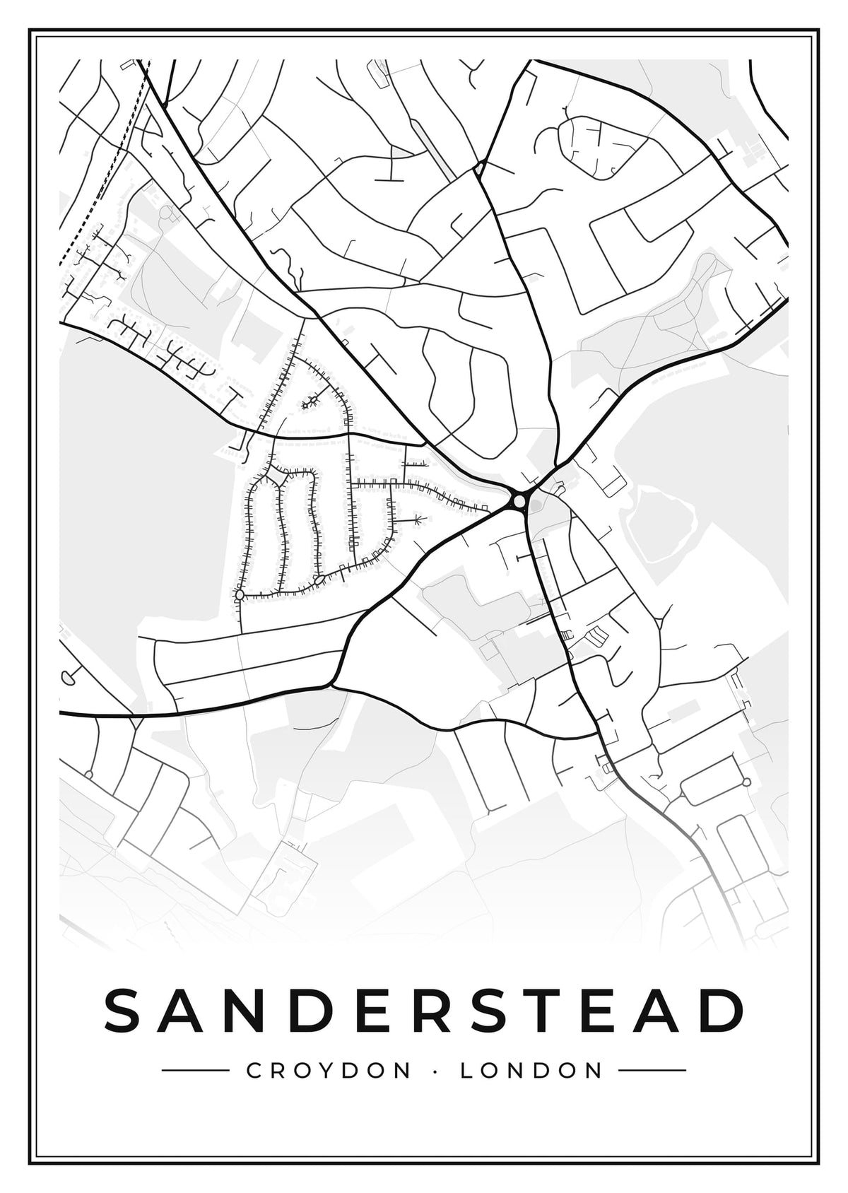 Street map poster of Sanderstead, Croydon, London
