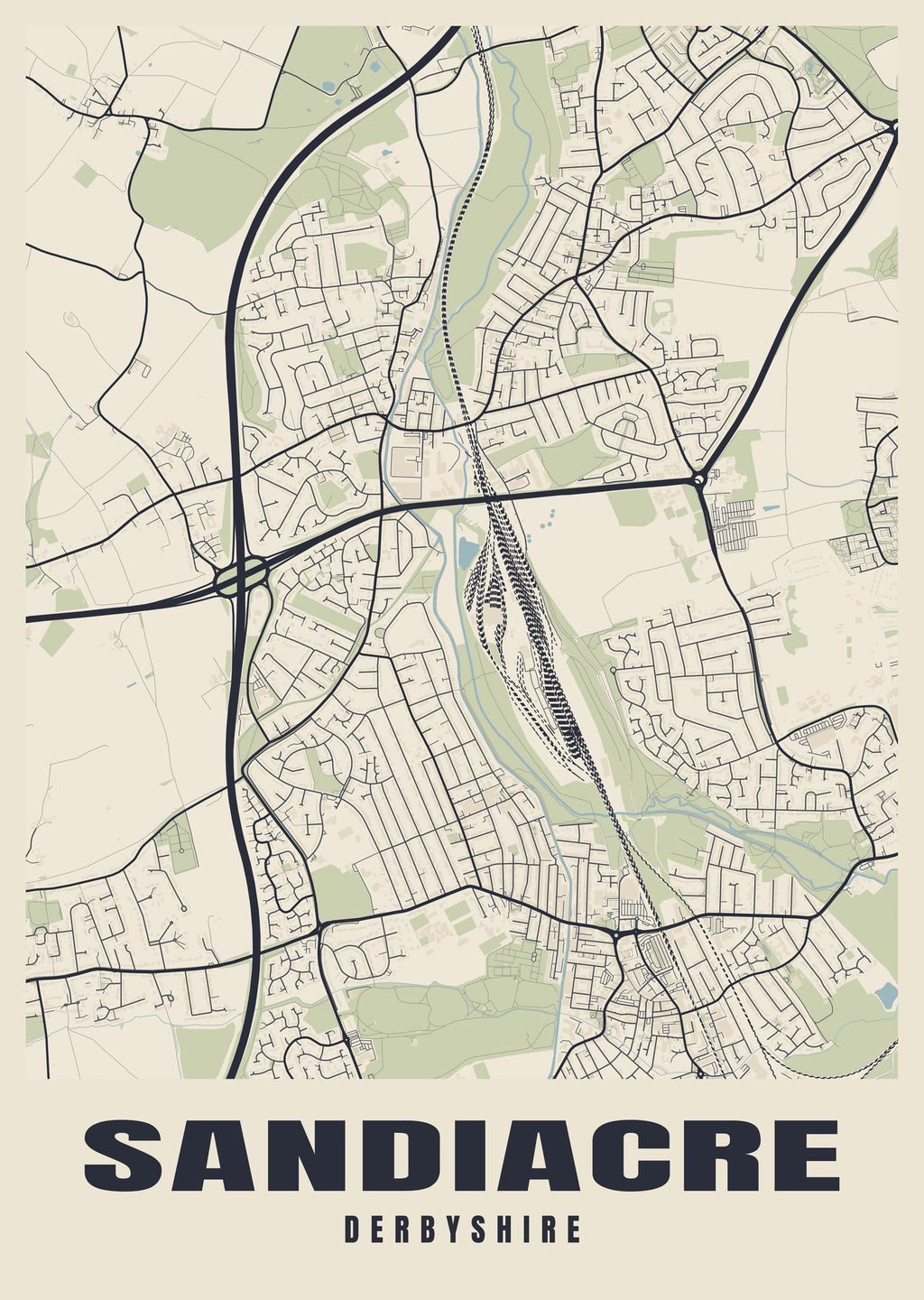 Street map poster of Sandiacre, Derbyshire