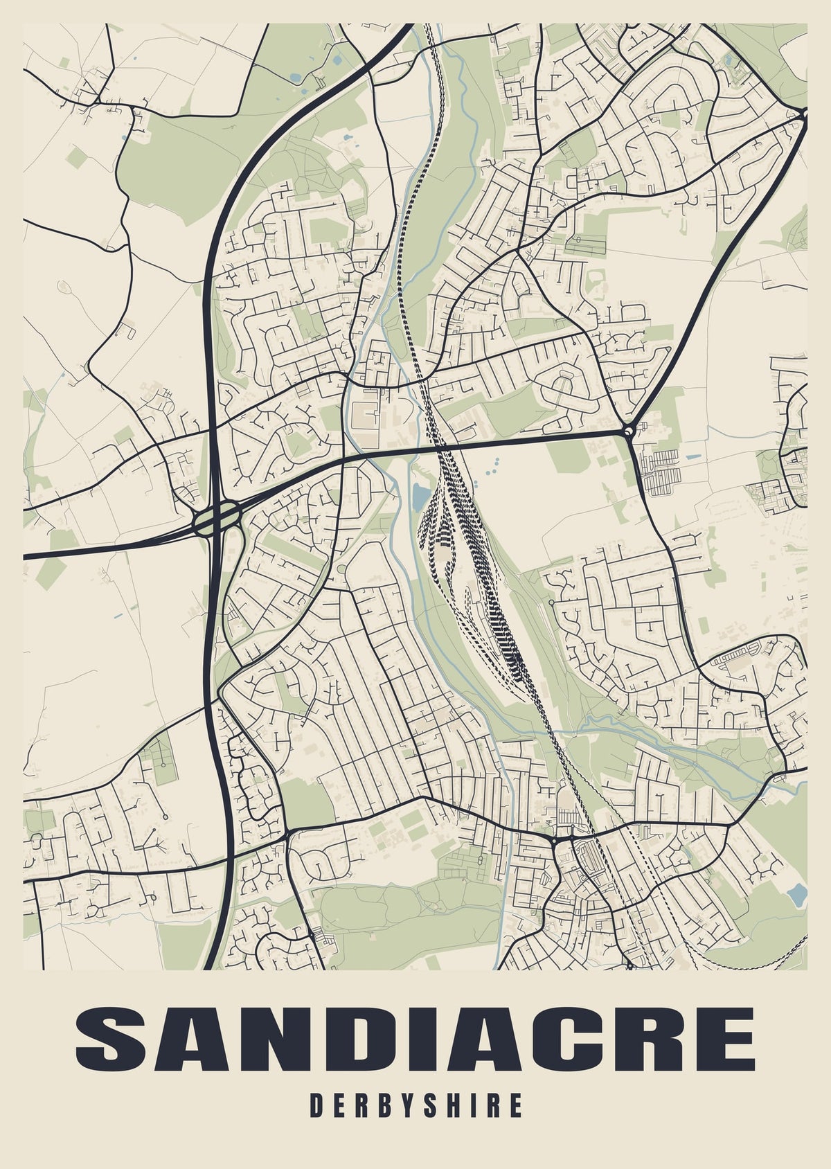 Street map poster of Sandiacre, Derbyshire