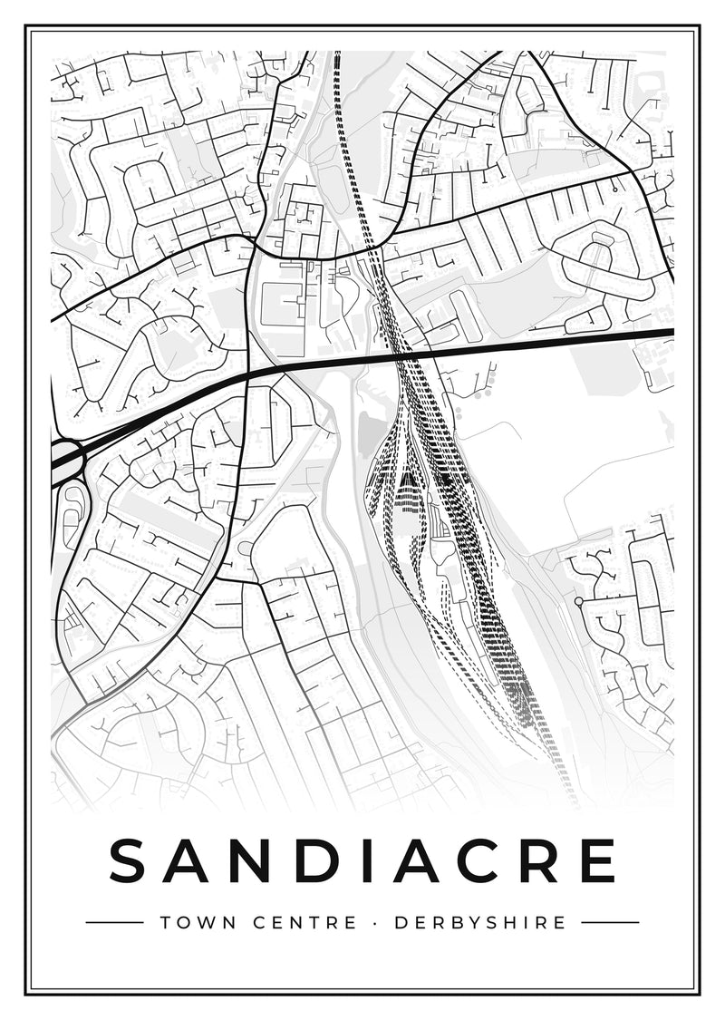 Sandiacre Town Centre Street Map Poster