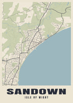 Street map poster of Sandown, Isle of Wight