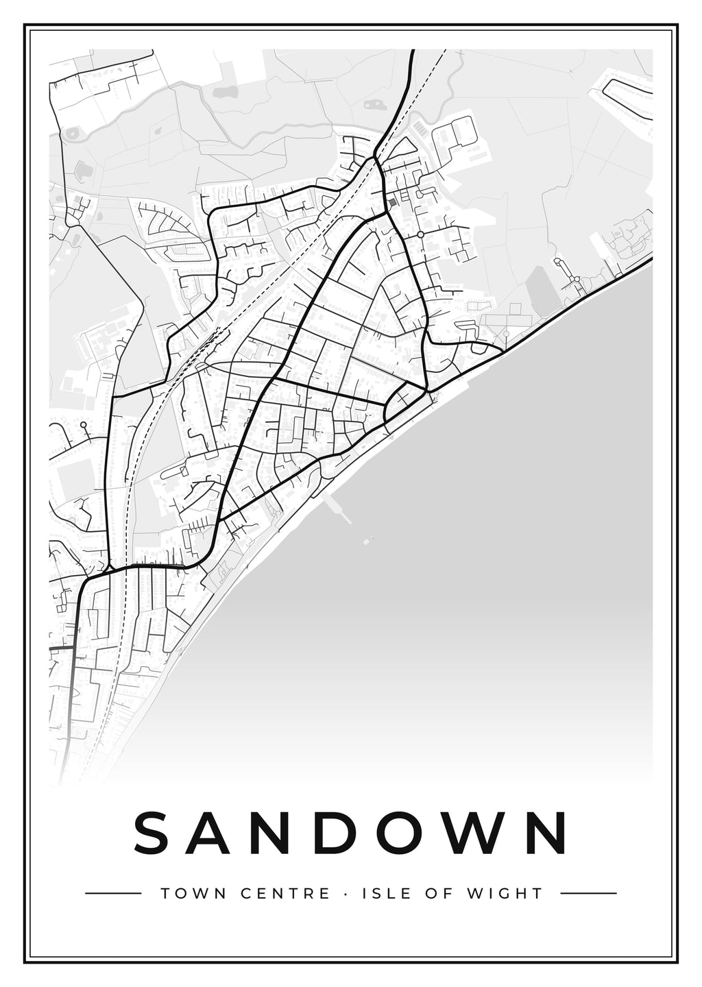Street map poster of Sandown town centre, Isle of Wight
