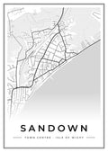 Street map poster of Sandown town centre, Isle of Wight