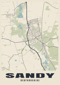 Street map poster of Sandy, Bedfordshire