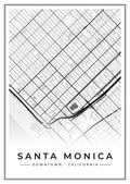Street map poster of downtown Santa Monica, California
