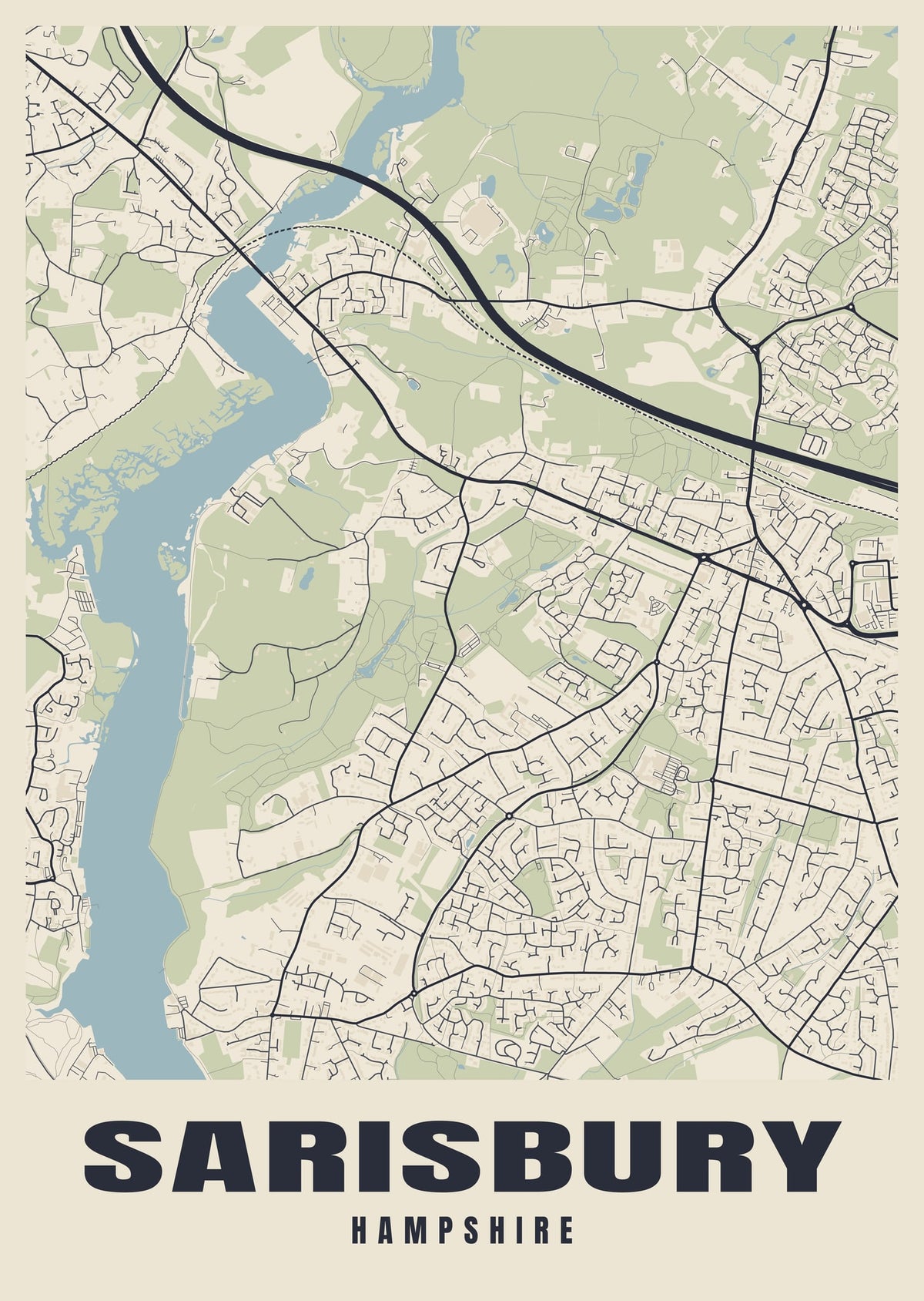Street map poster of Sarisbury, Hampshire