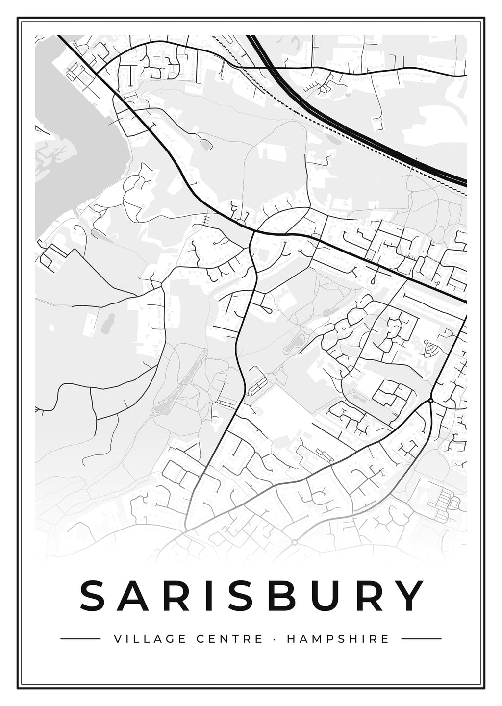 Street map poster of Sarisbury village centre, Hampshire