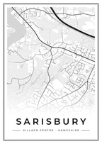 Street map poster of Sarisbury village centre, Hampshire