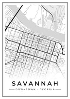Street map poster of downtown Savannah, Georgia
