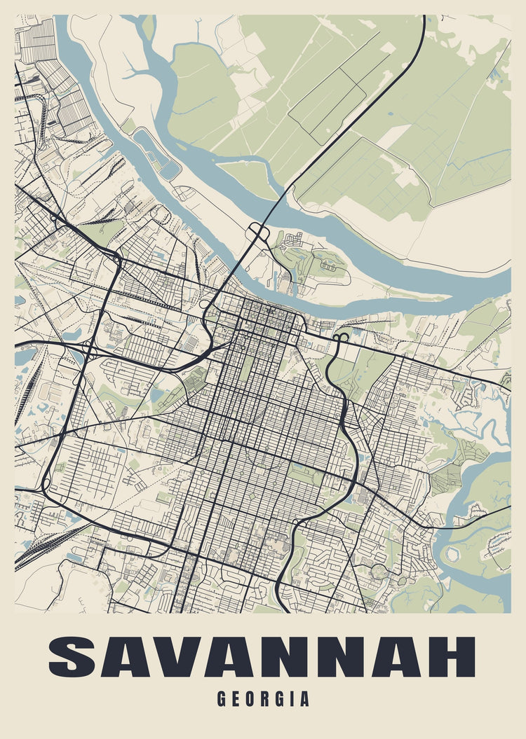 Savannah Street Map Poster