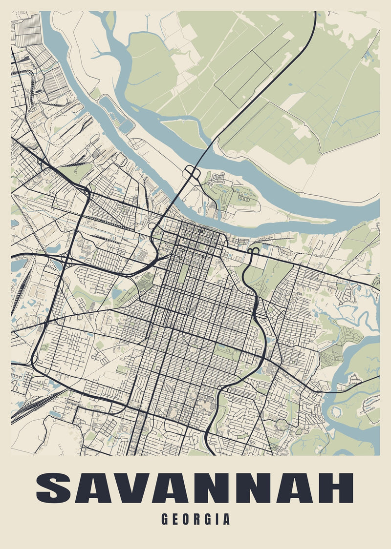 Savannah Street Map Poster