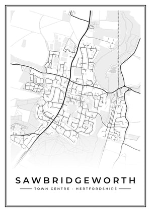 Sawbridgeworth Town Centre Street Map Poster