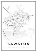 Street map poster of Sawston village centre, Cambridgeshire