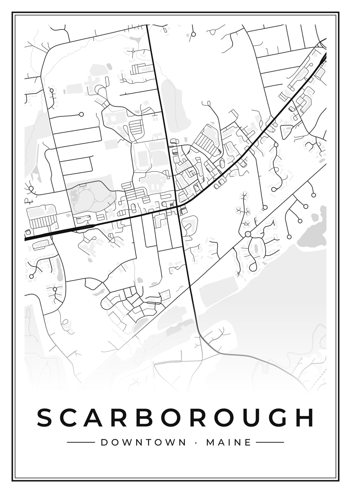 Street map poster of downtown Scarborough, Maine