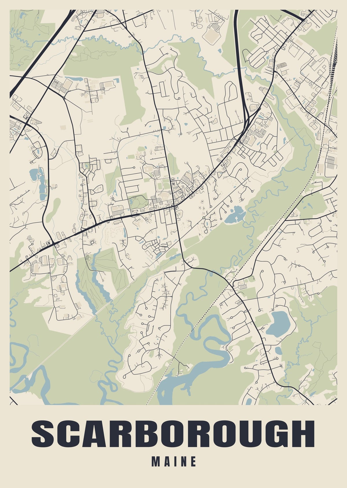 Street map poster of Scarborough, Maine